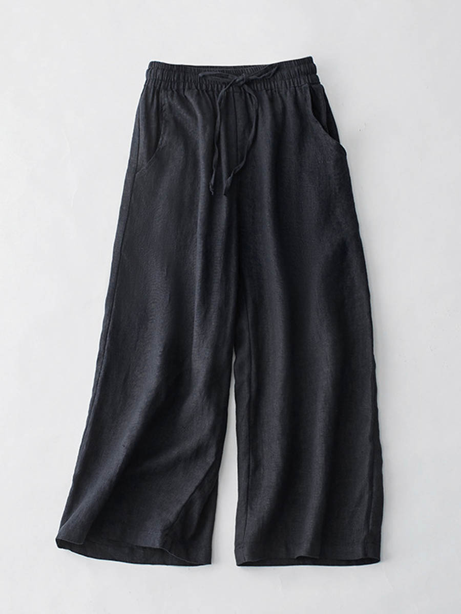 Women's Breathable Elastic Pocket Lazy Casual Cotton And Linen Loose Pants