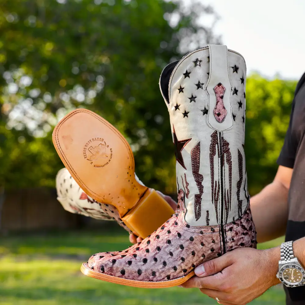 Orix Ostrich Leather Boots - Square Toe