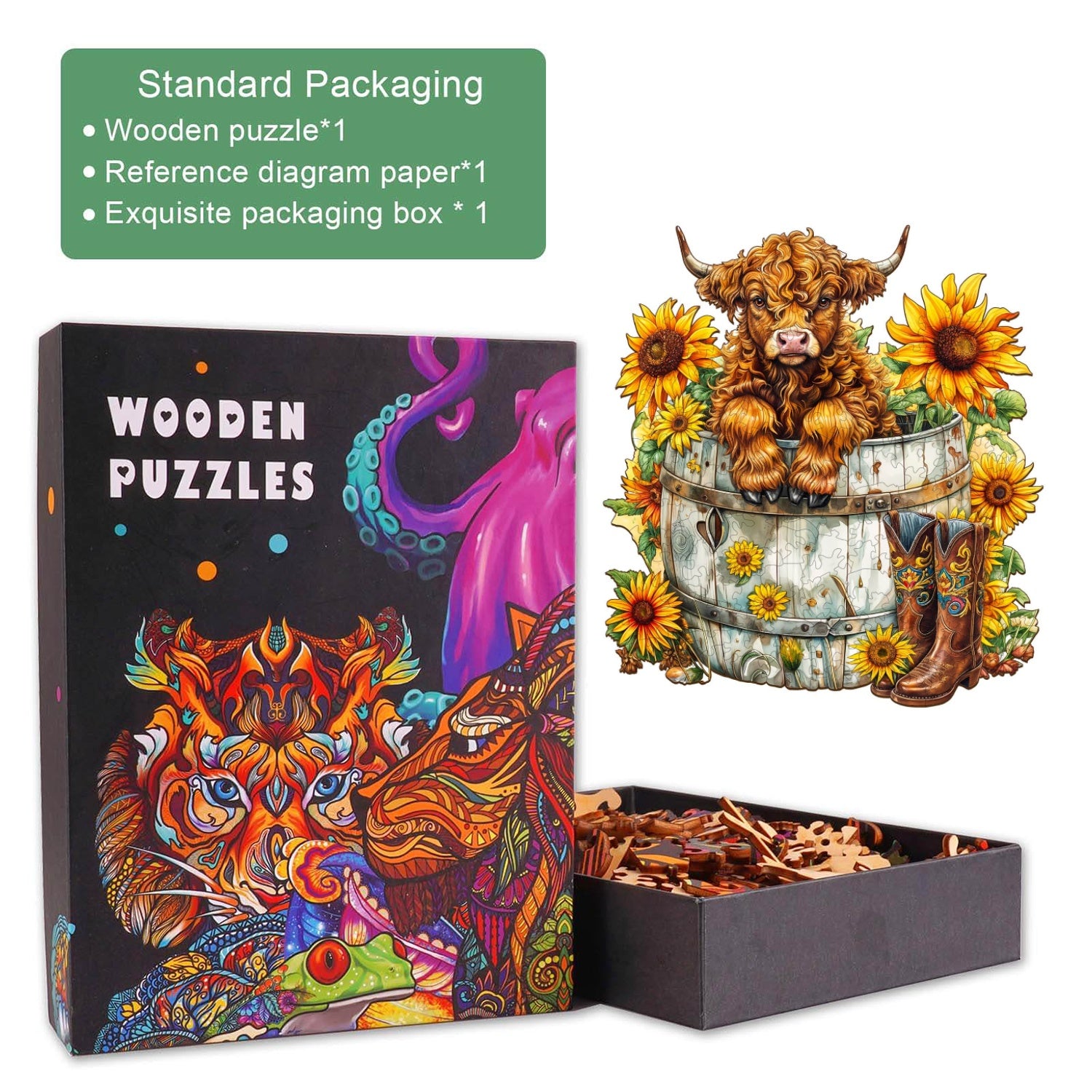 Sunflower Pasture-2 Wooden Jigsaw Puzzle