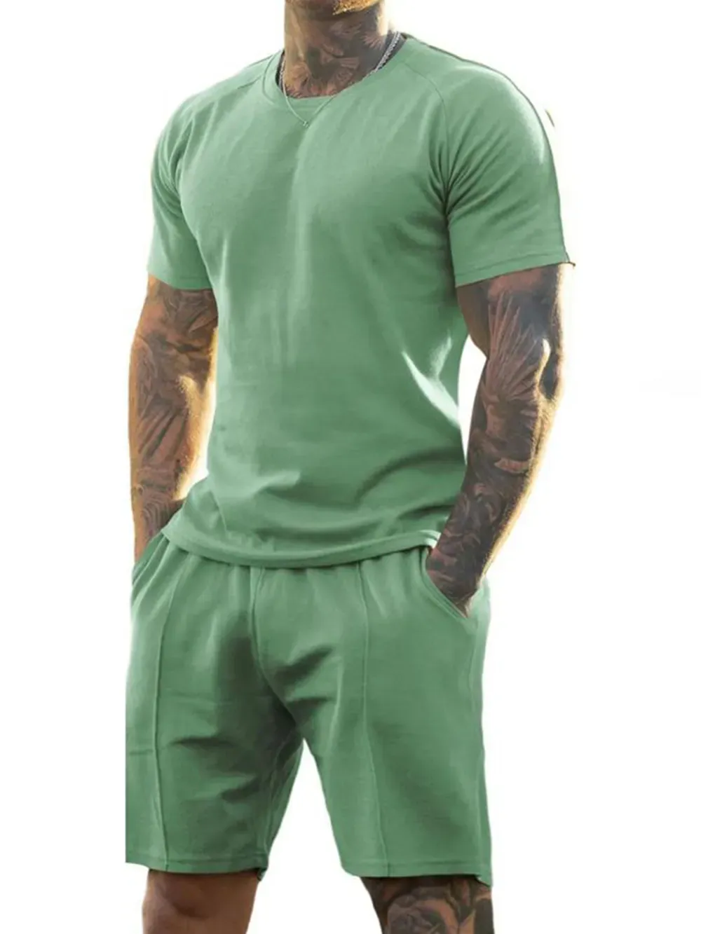 Mens Short Sets 2 Piece Outfits Fashion Summer Tracksuits Casual Set