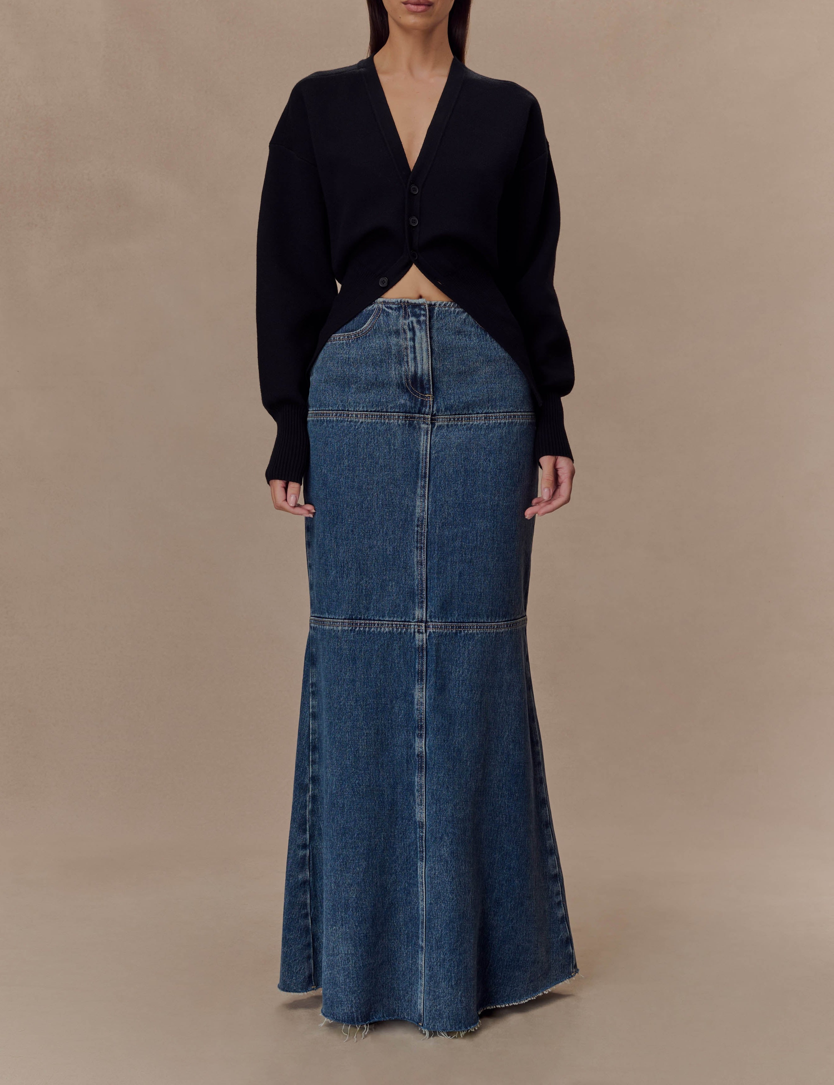 Blue Denim Maxi Skirt