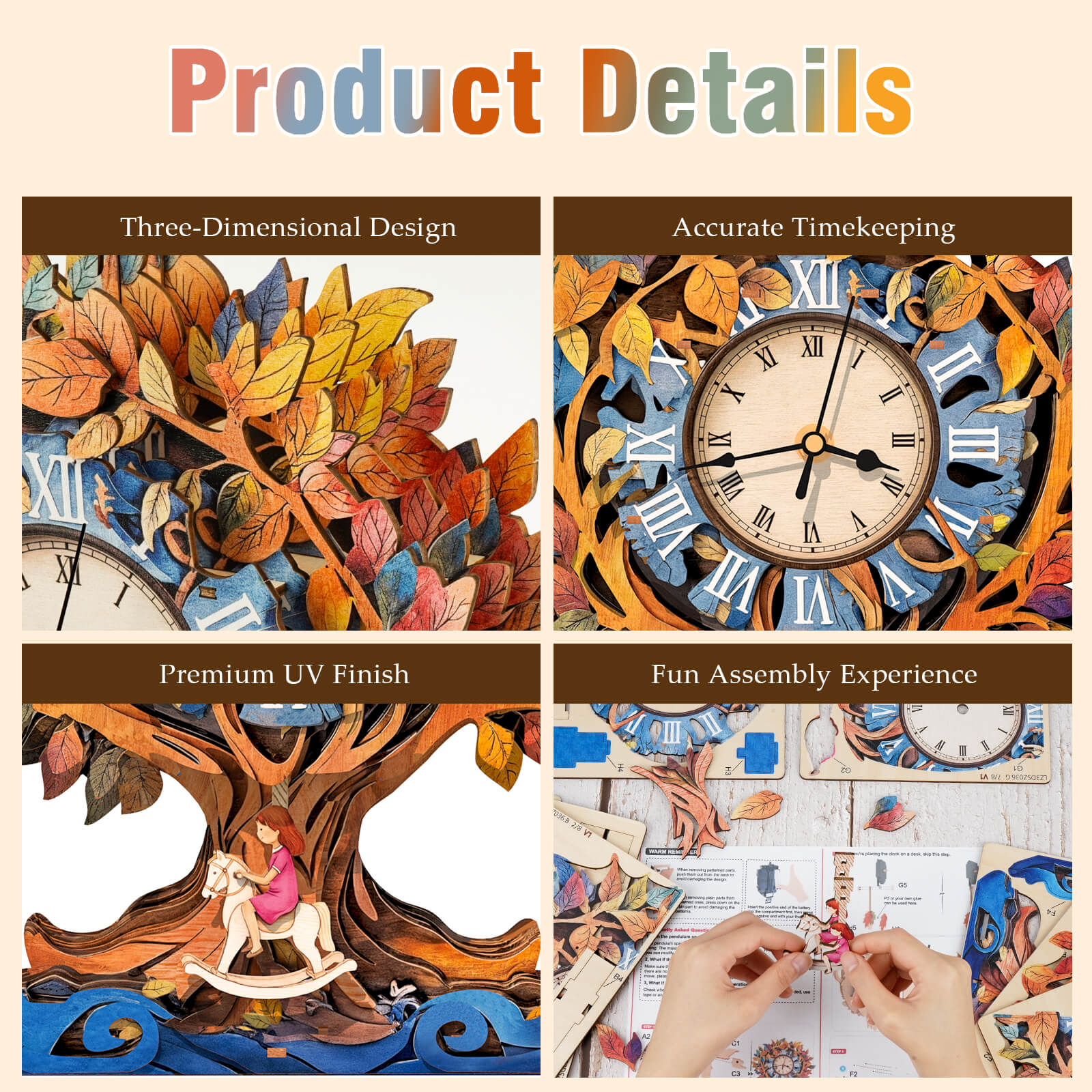 Tree of Life â€“ DIY Wooden Clock, 3D Puzzle Craft Kit