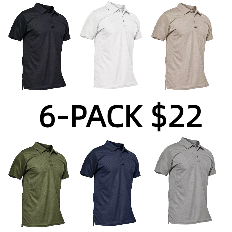 Men's Polo Shirt Quick Dry Performance Short Sleeve Pique Jersey Golf Work Polo Shirt Casual Menswear Top Outdoorfun