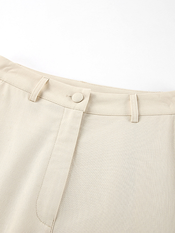 Solid Color Sleeveless Asymmetric Split-Joint  V-Neck Vest Tops +  Straight Leg Pants Suits Two Pieces Set