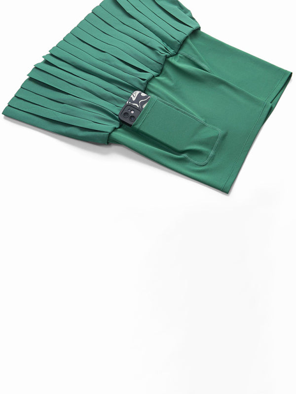 High-Waist Threaded Quick-Dry Sports Skirt With Built-In Shorts