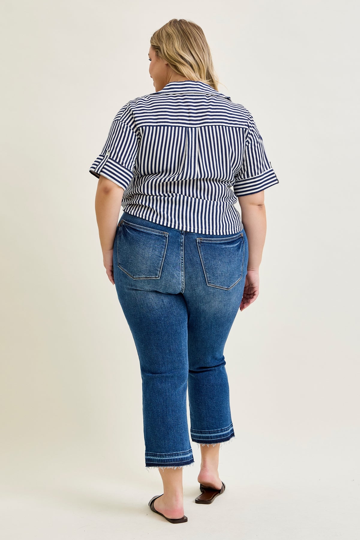 Aurora High Rise Vintage Wash Kick Flare With Released Hem - PLUS