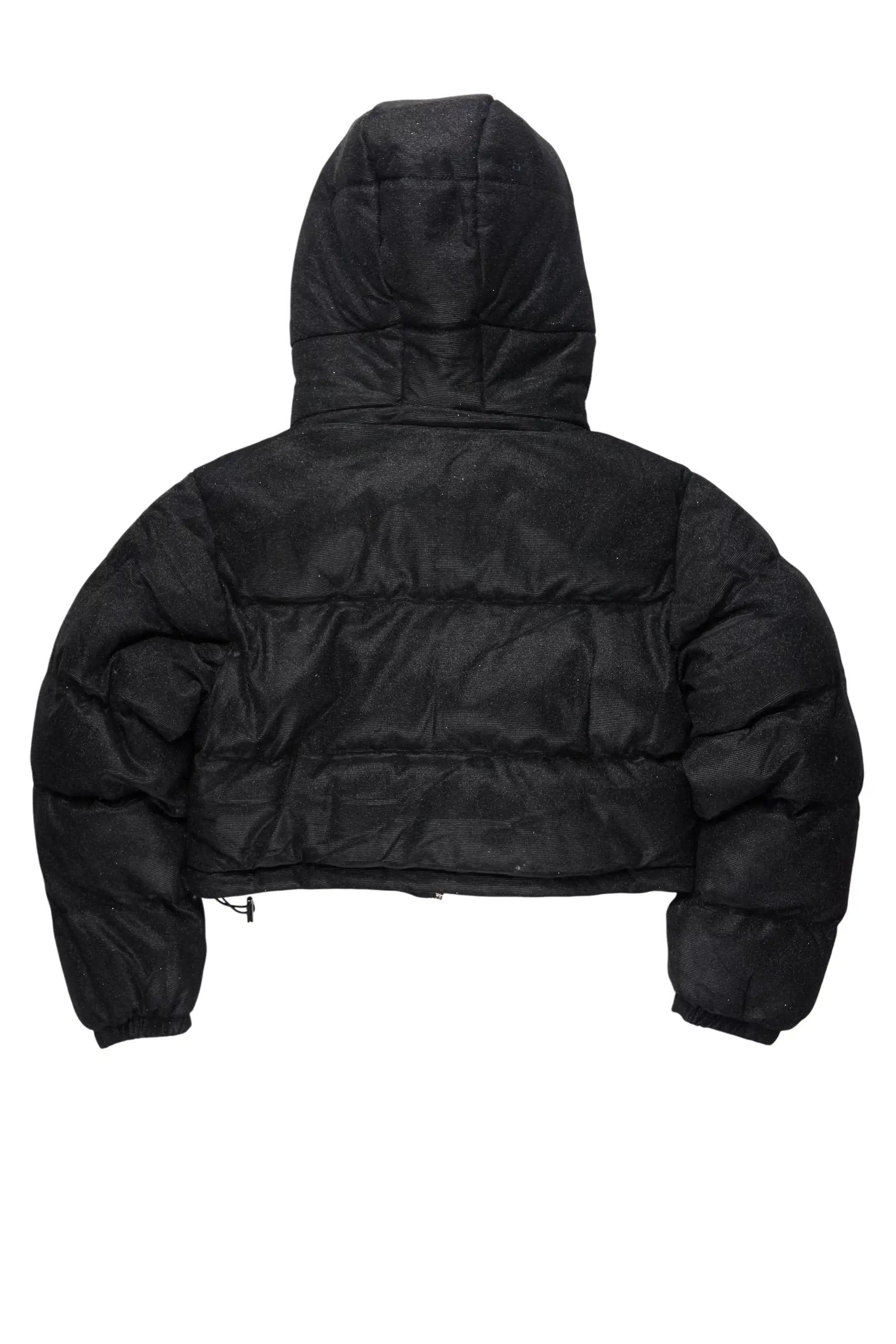 Meranda Black Glitter Puffer Jacket