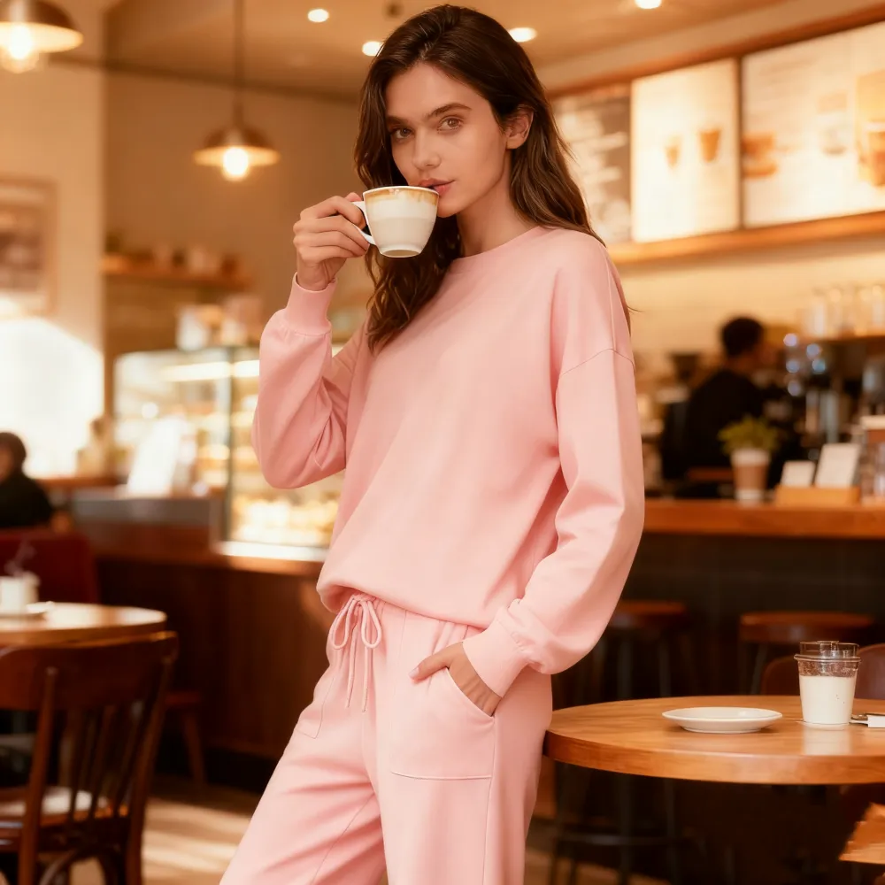 Women's Long Sleeve Knit Loungewear Jogger Set