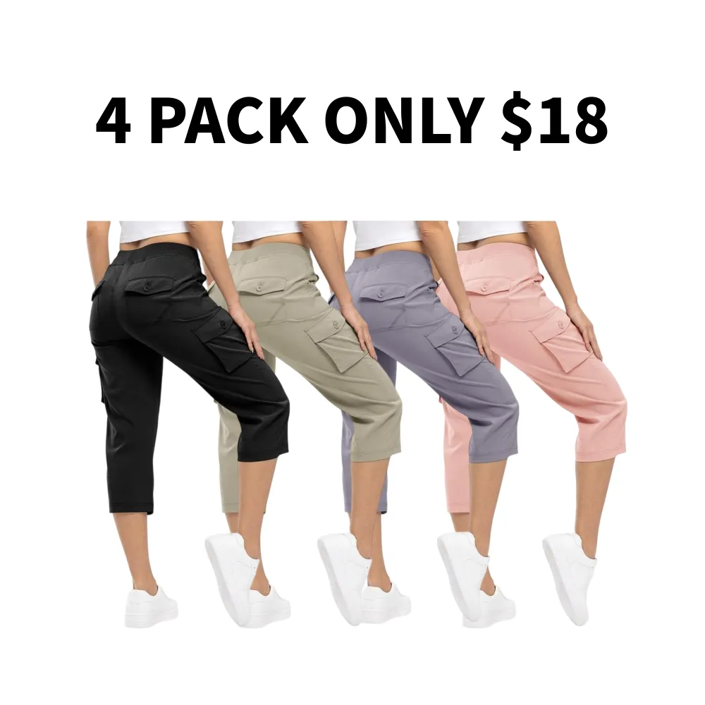 🔥8-Pack Women's Lightweight Cargo Capris – Multi-Pocket Casual Capris (All Colors)
