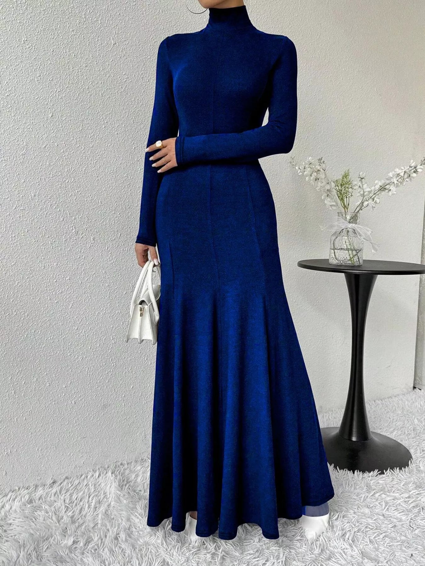 Turtleneck Long Sleeve Maxi Mermaid Dress