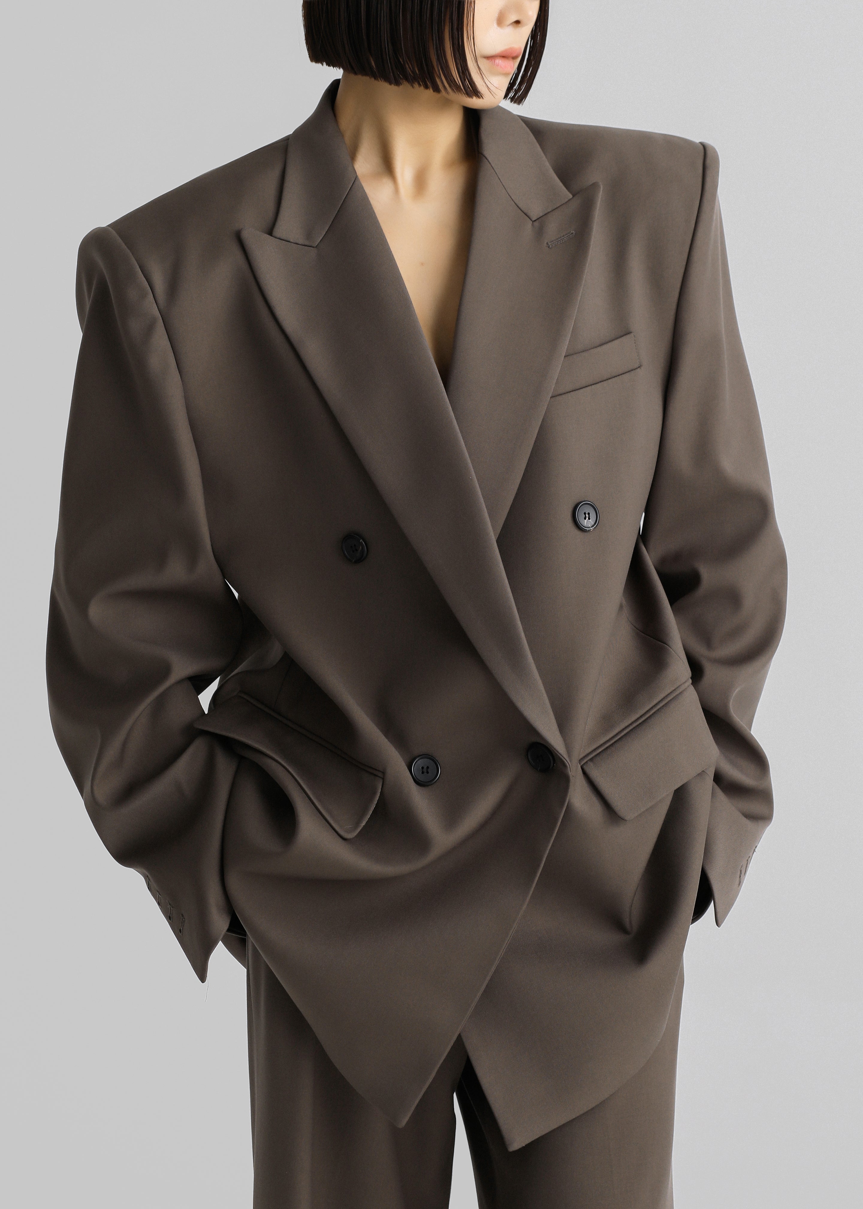 Pallen Double Breasted Blazer - Brown