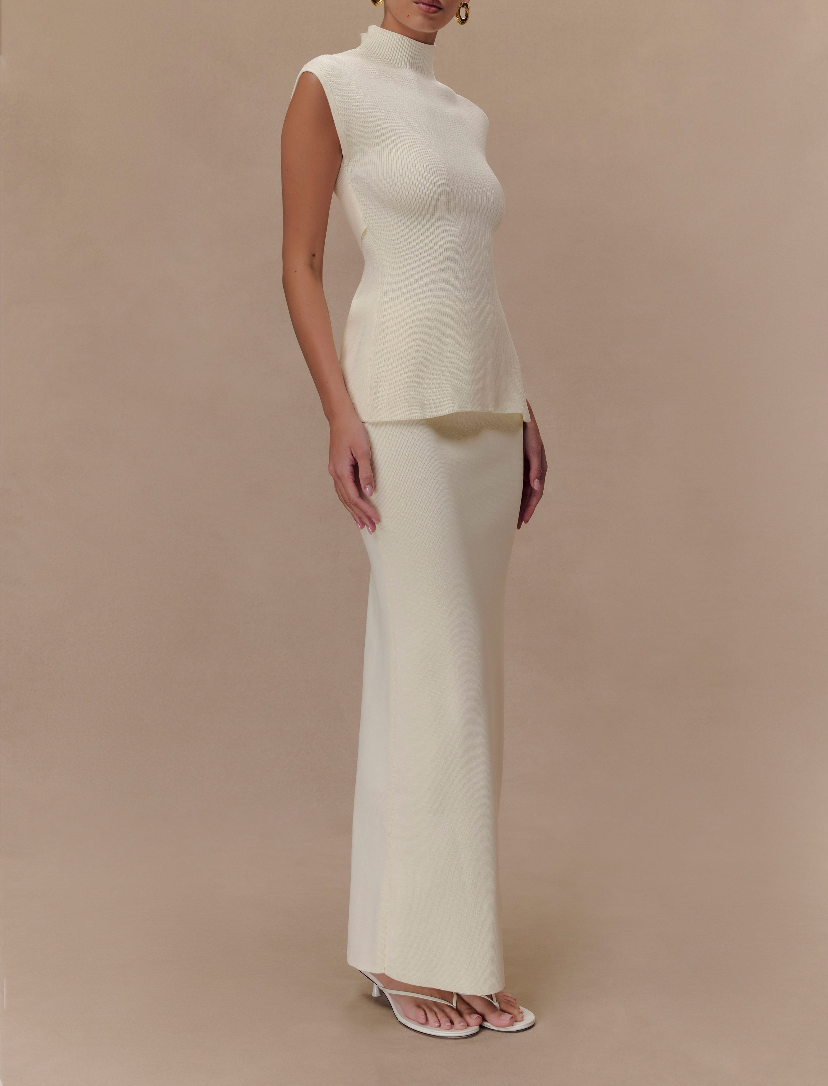 Ivory Knit Open Back Top