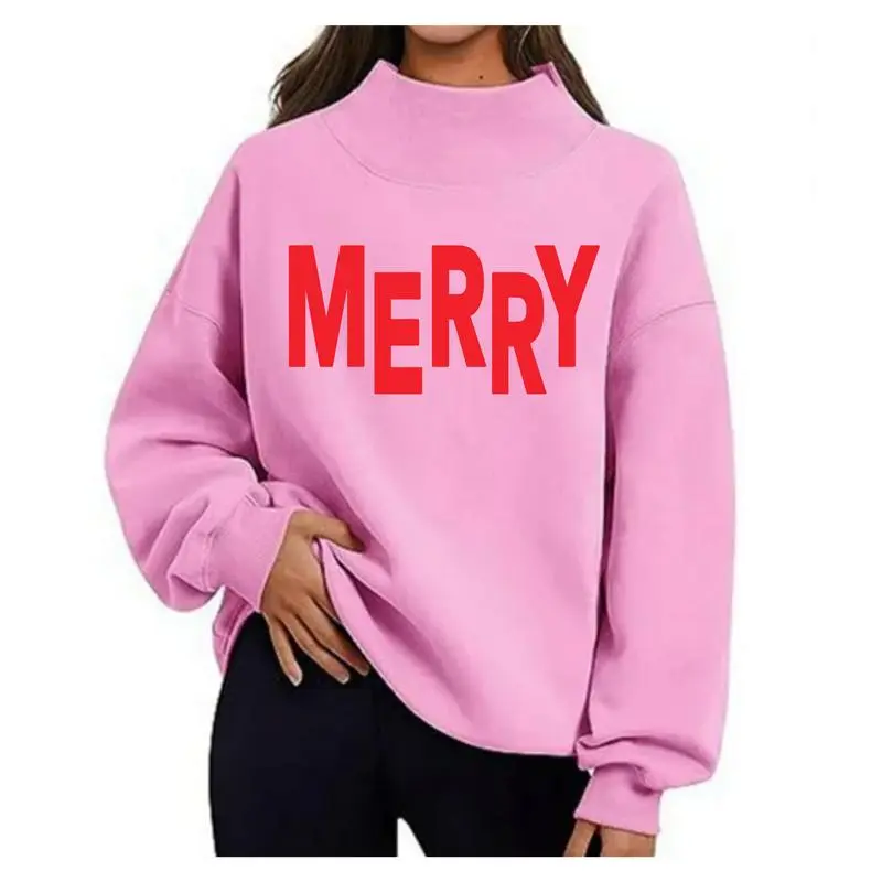 Merry Christmas Puff Print Design Sweatshirt