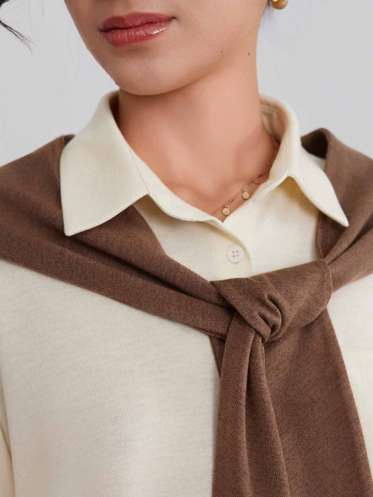ASOBIO Wool-Blend Shirt with Shoulder Panel
