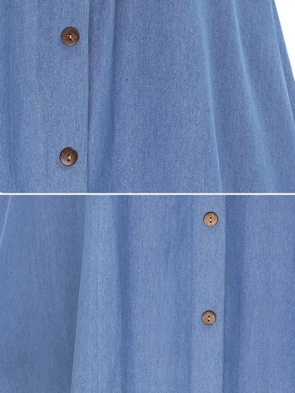 High Waist Solid Color Midi Denim Skirt