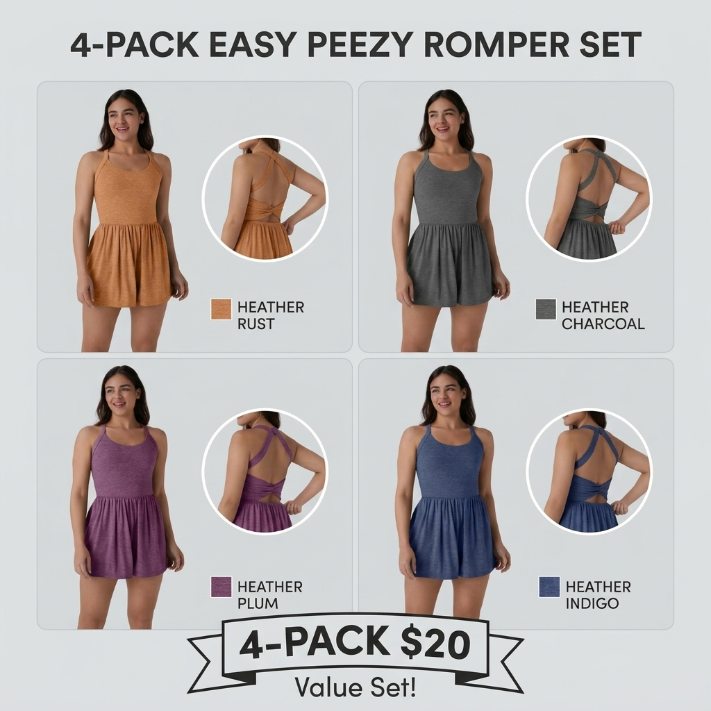 Women’s Backless Twisted 2-in-1 Resort Romper with Built-In Shorts & Pockets