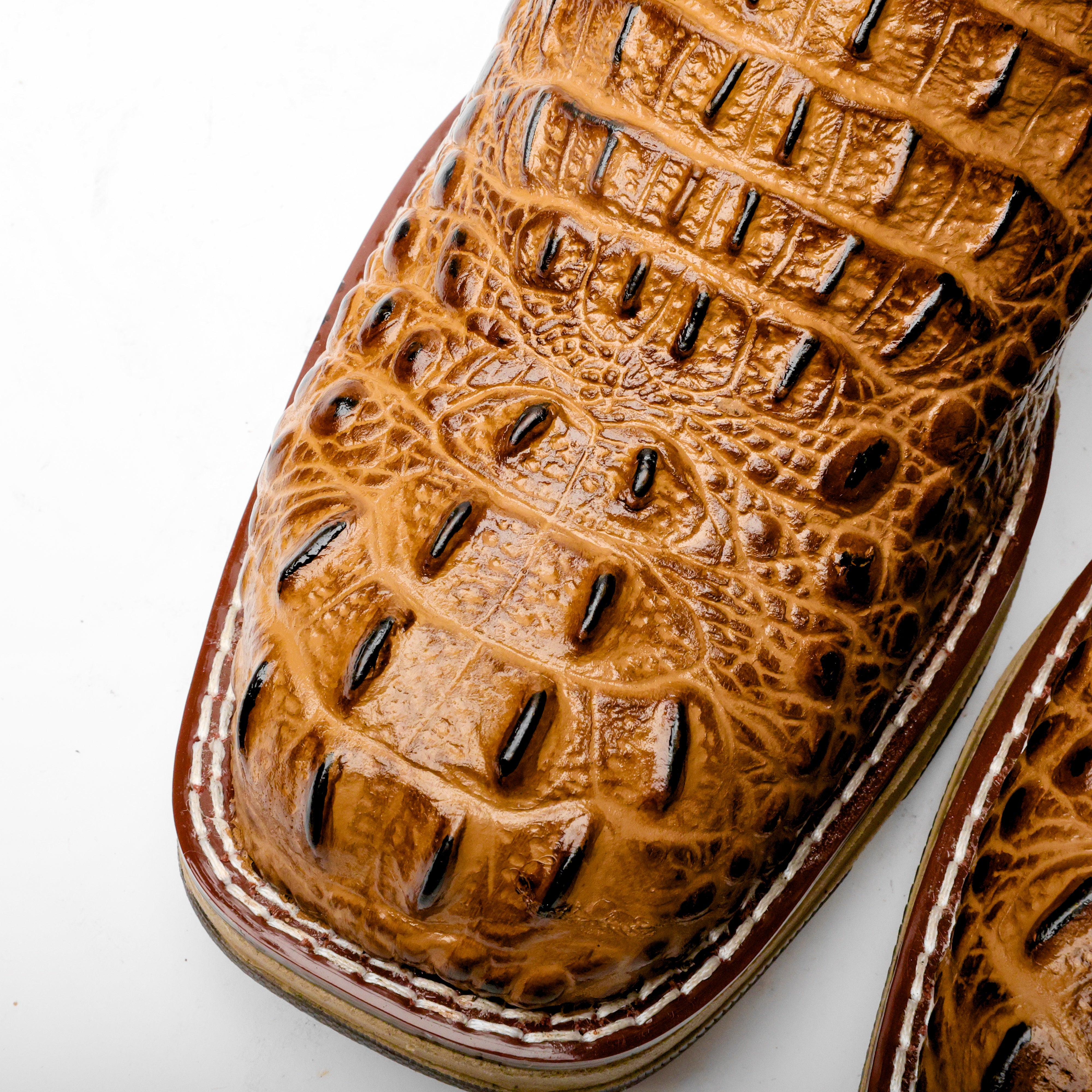 Honey Caiman Neck Leather Boots With 3D Lightweight Sole - Composite Toe