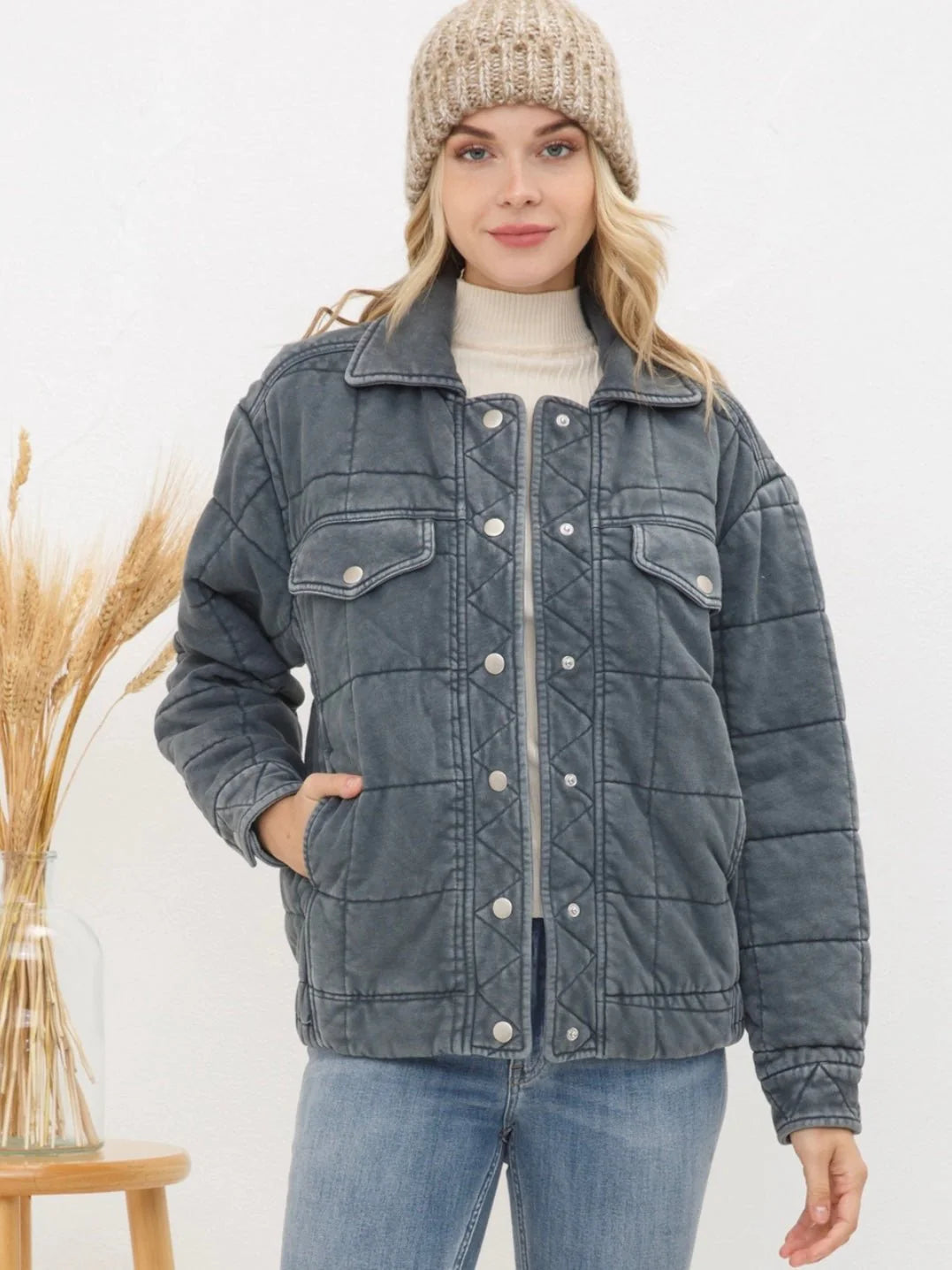 Stone Washed Quilted Jacket