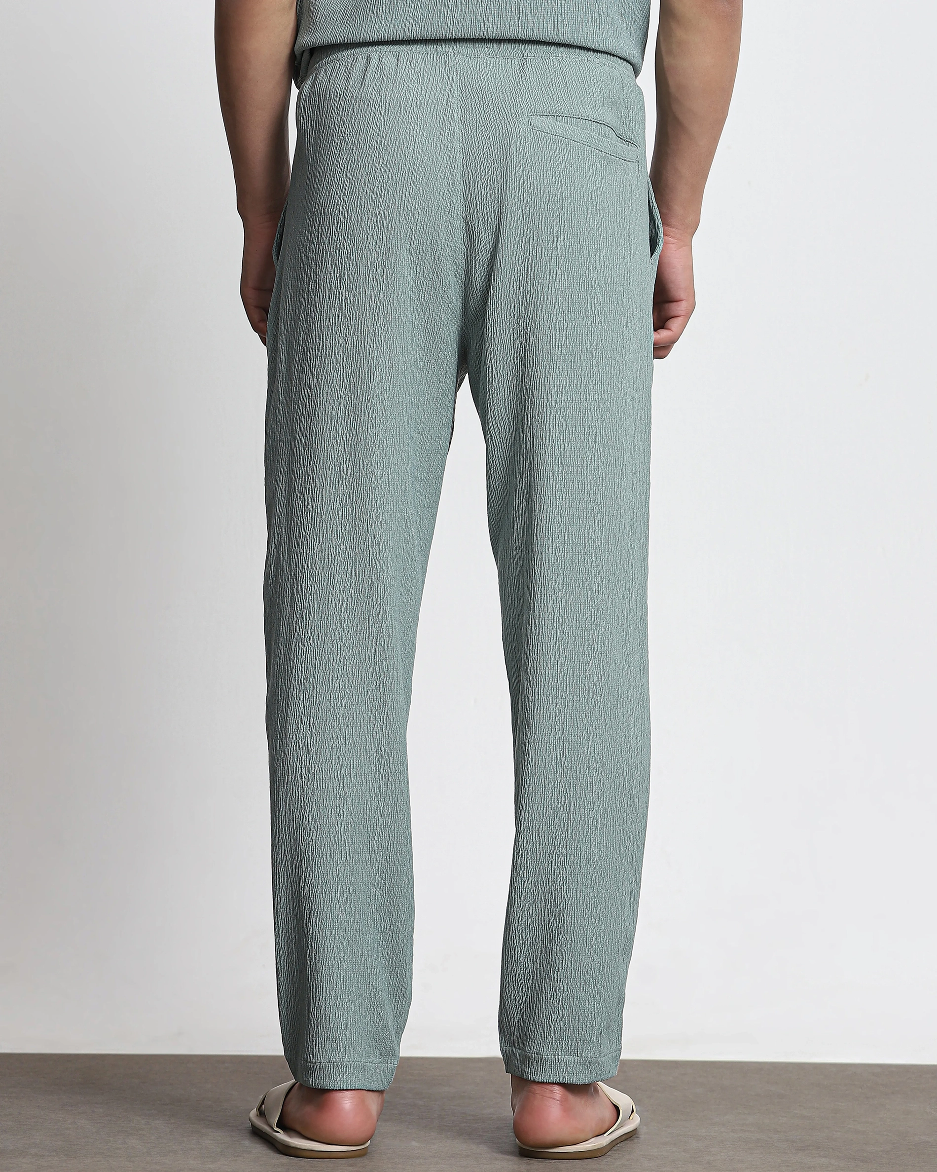 Classic Versatile Comfortable Slim-Fit Straight-Leg Green Trousers