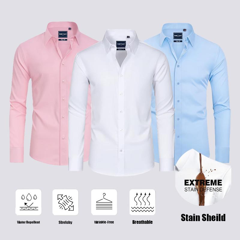 Men's Slim Fit Stain-Resistant Dress Shirts – Long Sleeve Button