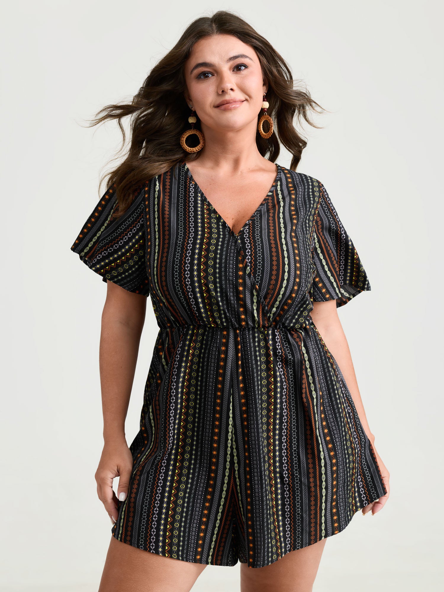 Colorful Stripes Back-Tie Cut-Out Romper