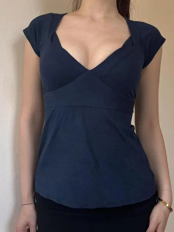 Women's Plain Tee, Basic Casual Minimalist Short Sleeve Slim Fit T-shirt