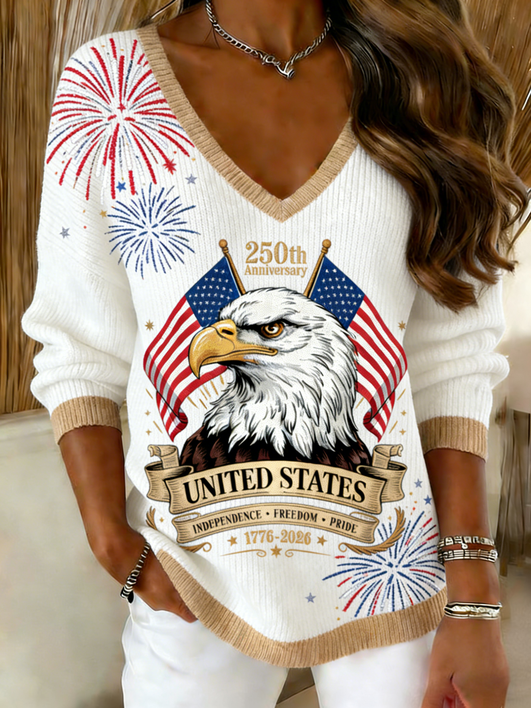 United States 1776-2026 Patriotic Knit Top