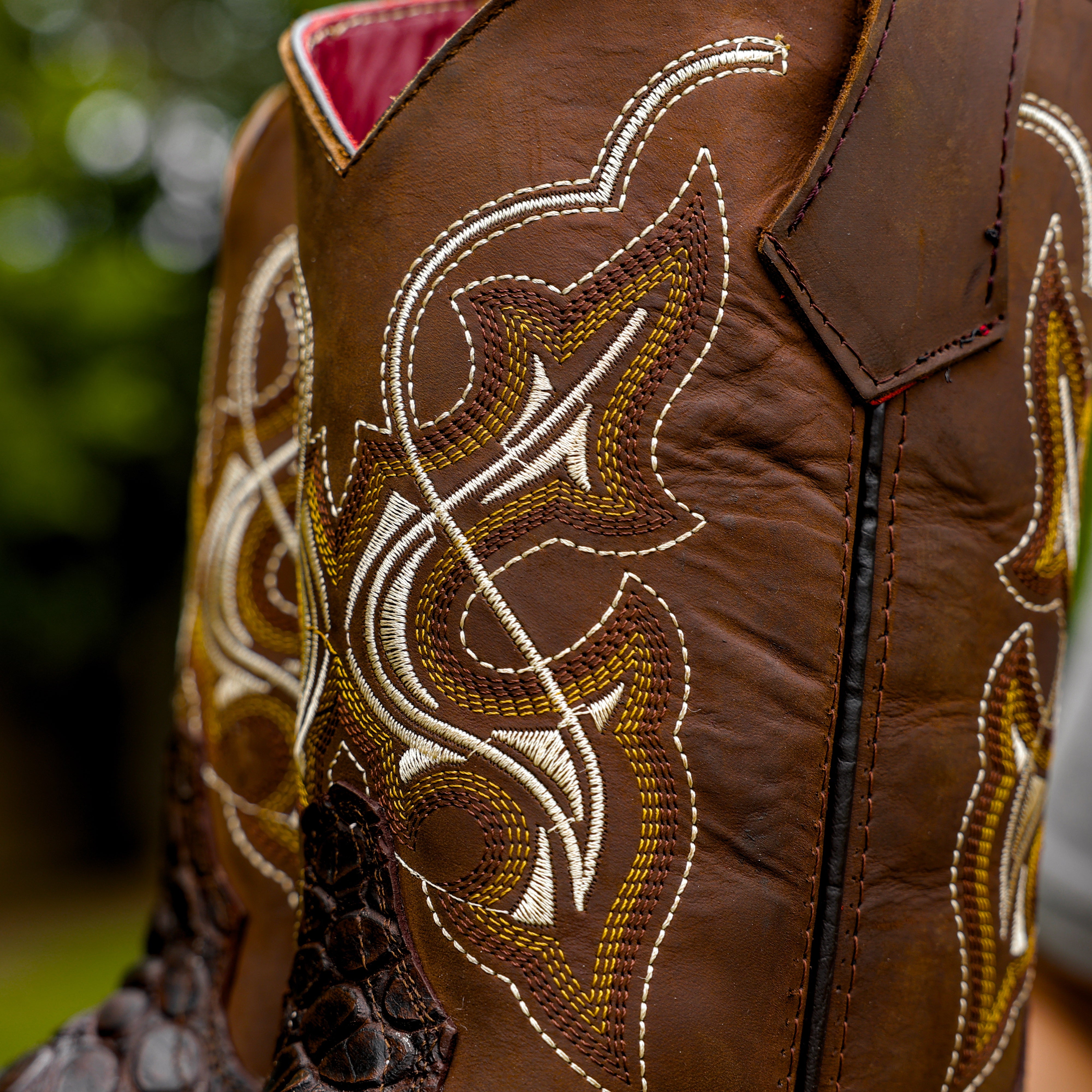 Brown Caiman Belly Leather Boots With 3D Lightweight Sole - Composite Toe