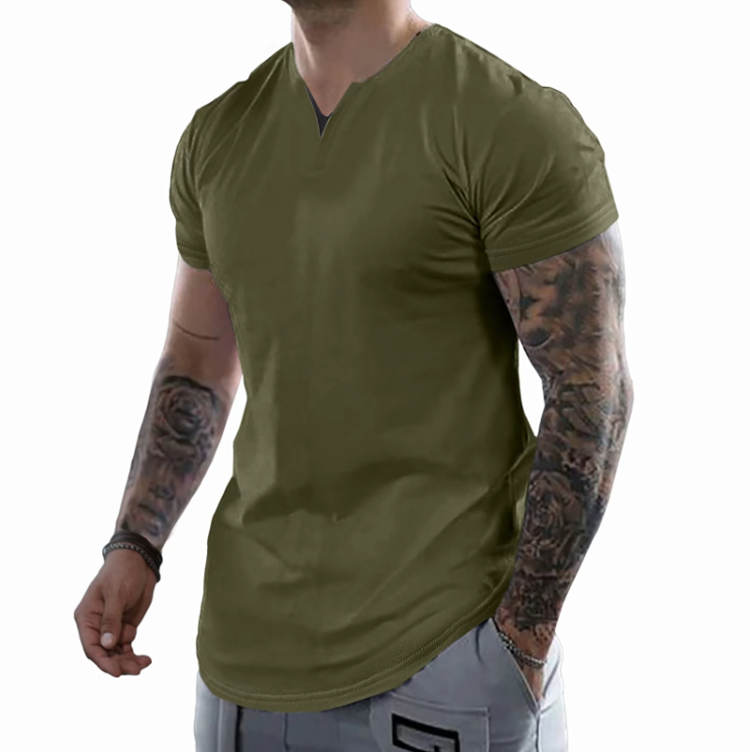 Men's Slim Fit V-Neck Muscle Tee - 2025 Spring Athletic Fashion