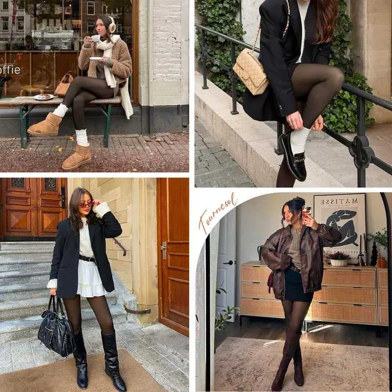 Fleece Lined Tights One-Lined Seams both front and back