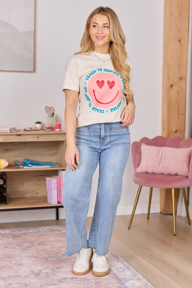 Teach To Inspire Smiley Ivory Graphic Tee