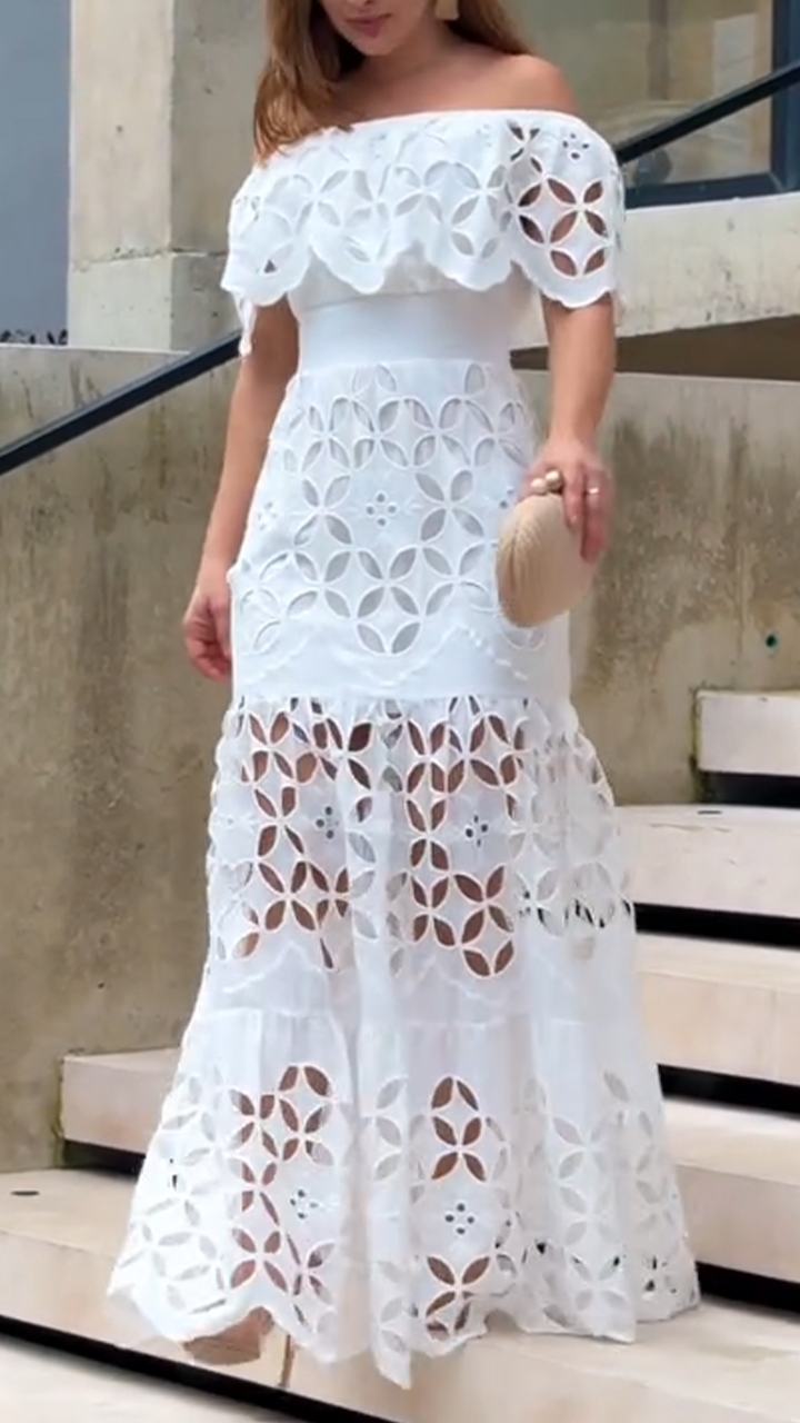 Women's One-shoulder Hollow Stitching Elegant Dress