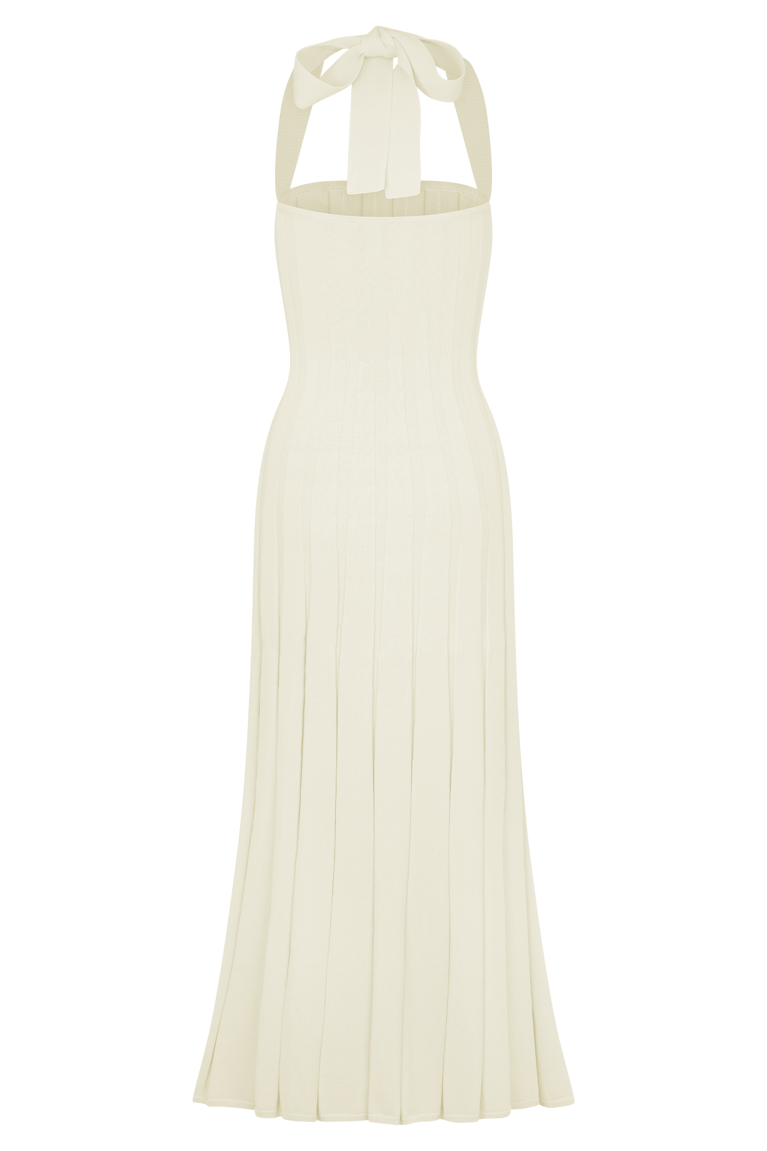 Ivory Halter Knit Midi Dress
