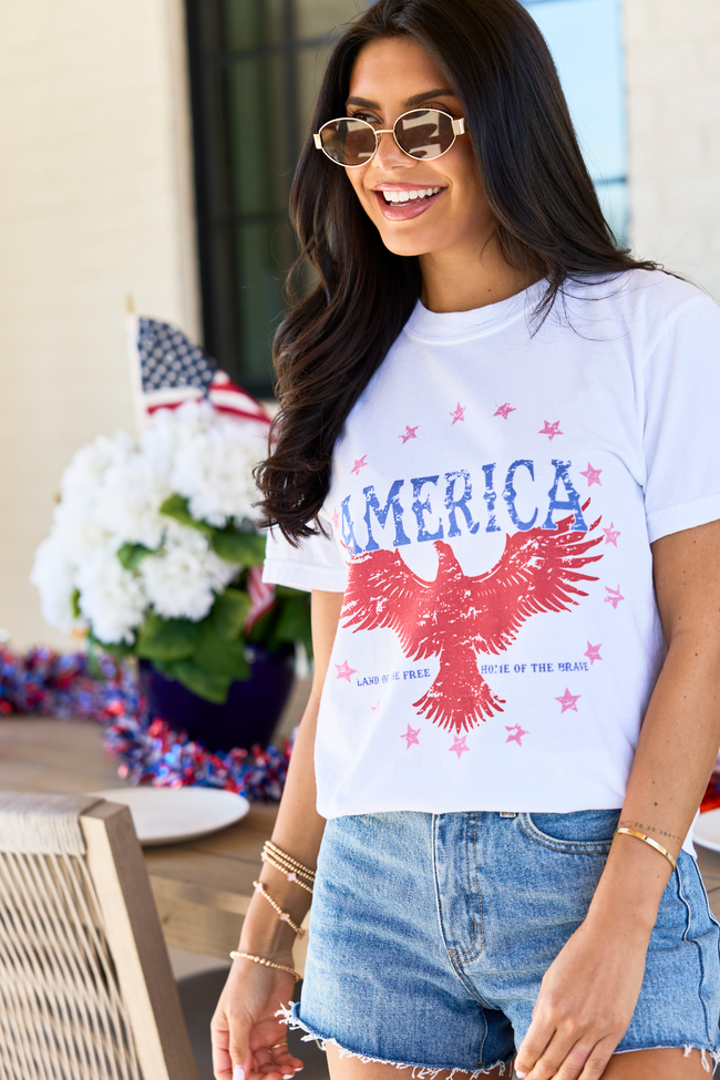 American Eagle White Graphic Tee