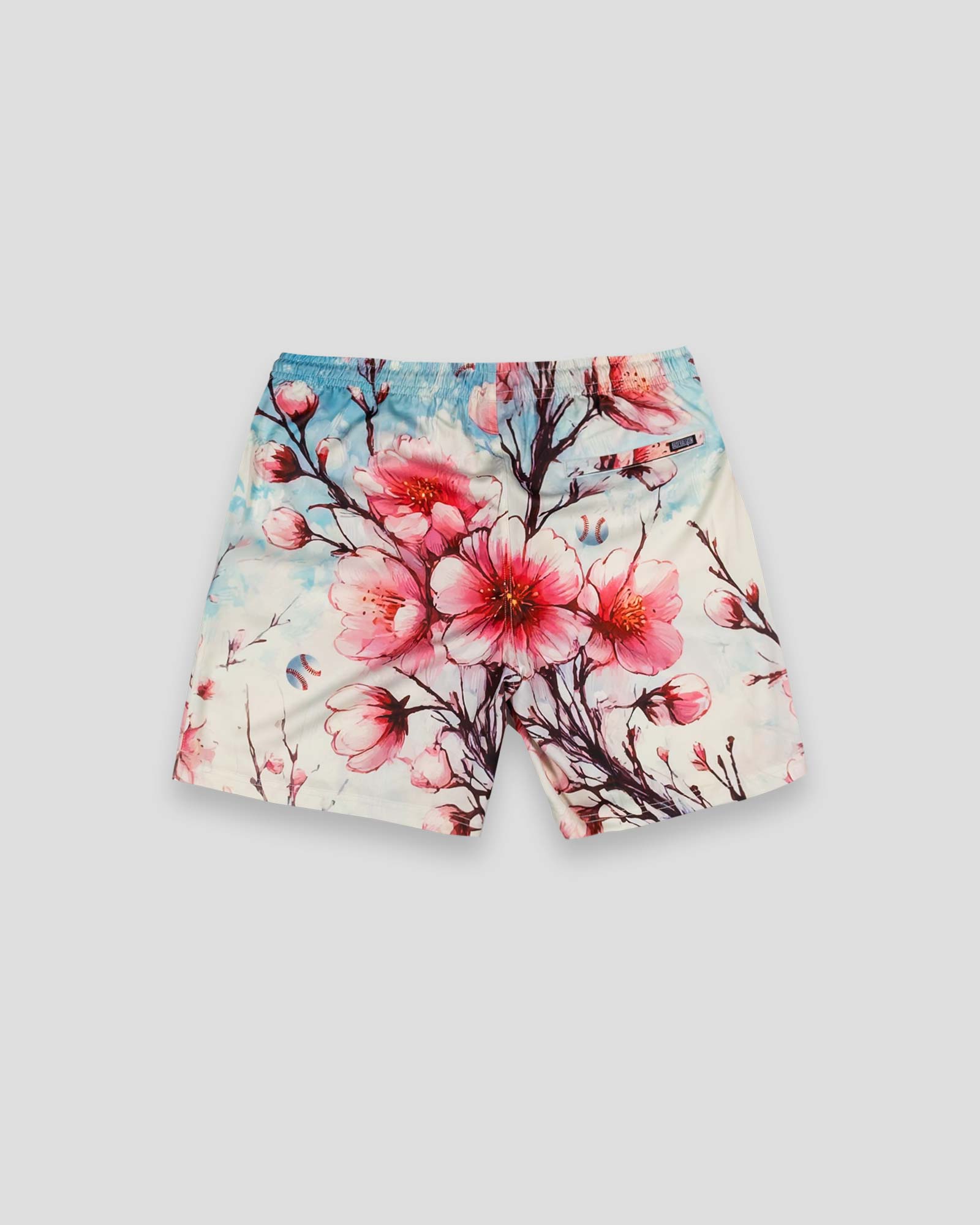 Cherry Blossom Baseball Diamond Lux Satin Youth Shorts - Washington Nationals