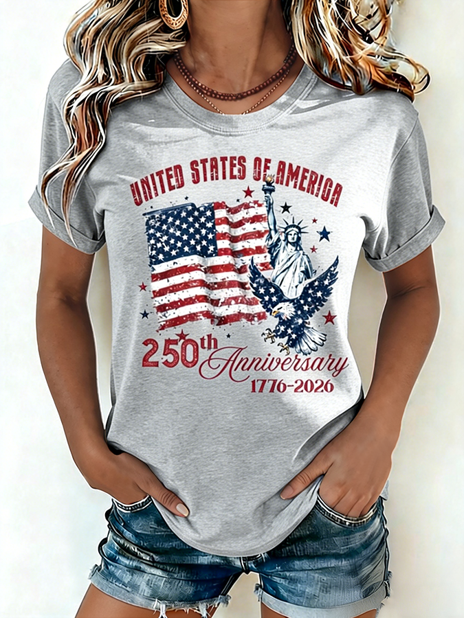 USA 250th Anniversary Statue Of Liberty Eagle Vintage Patriotic Tee