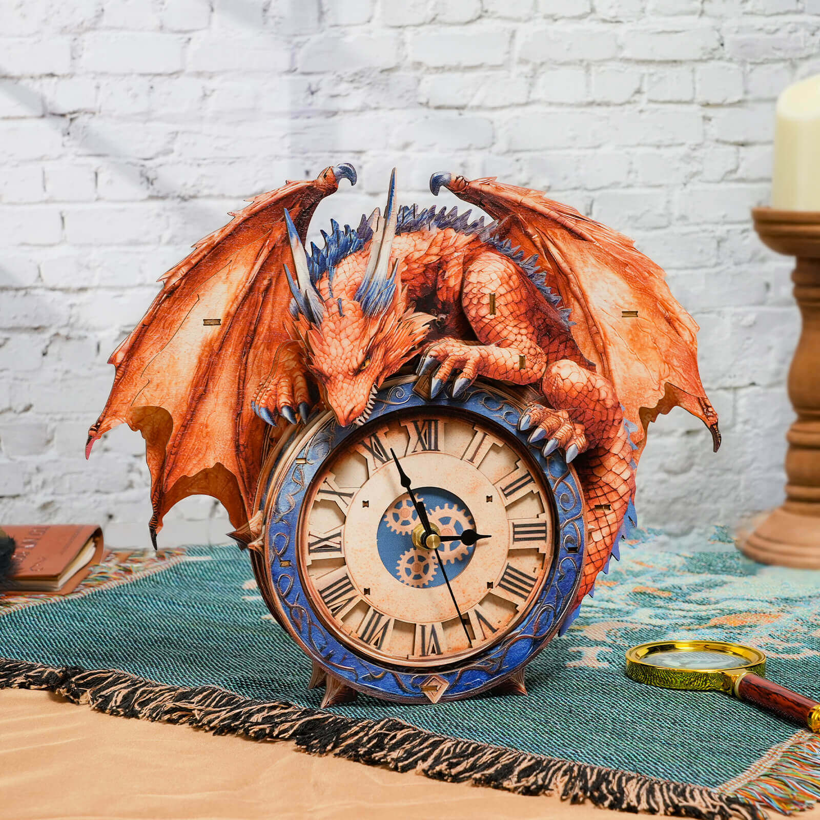 Flame Dragonâ€“ DIY Wooden Clock, 3D Puzzle Craft Kit