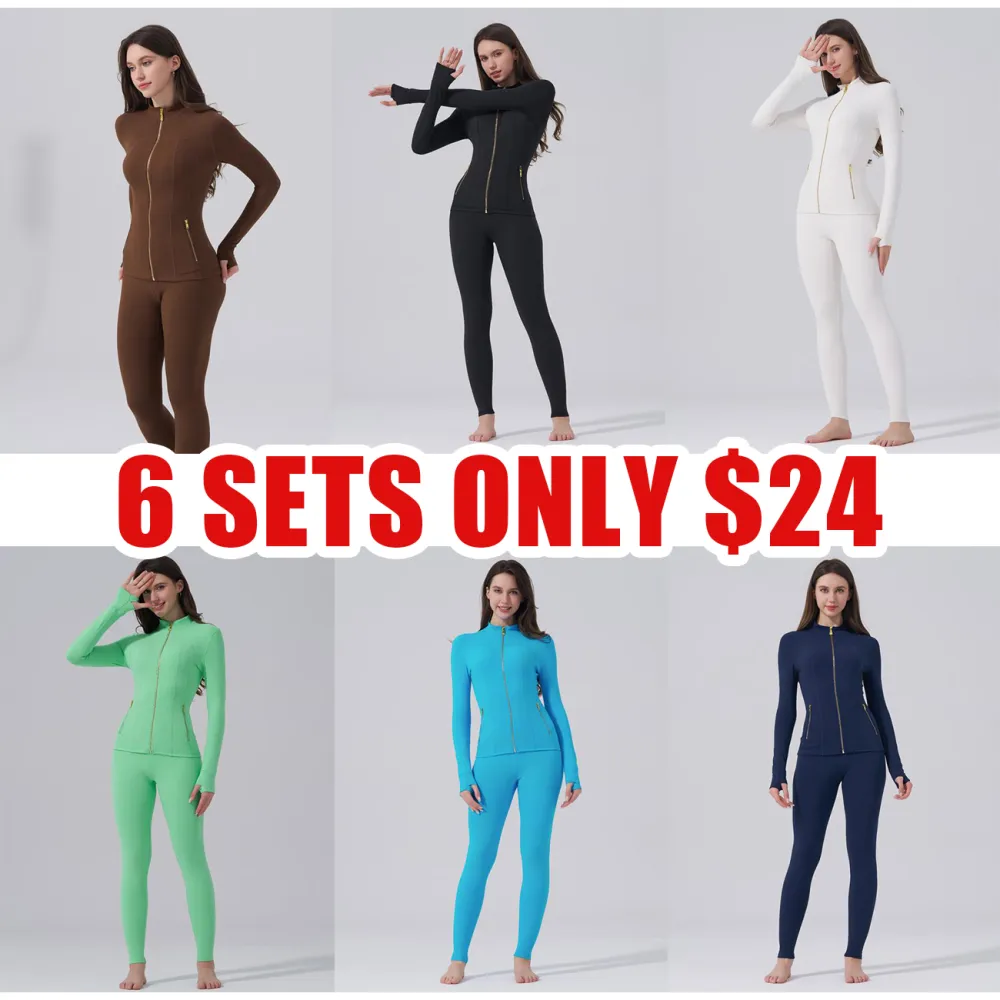 Women’s Sporty Tracksuit Set – Zip-Up Jacket with Pockets & High-Waist Yoga Pants