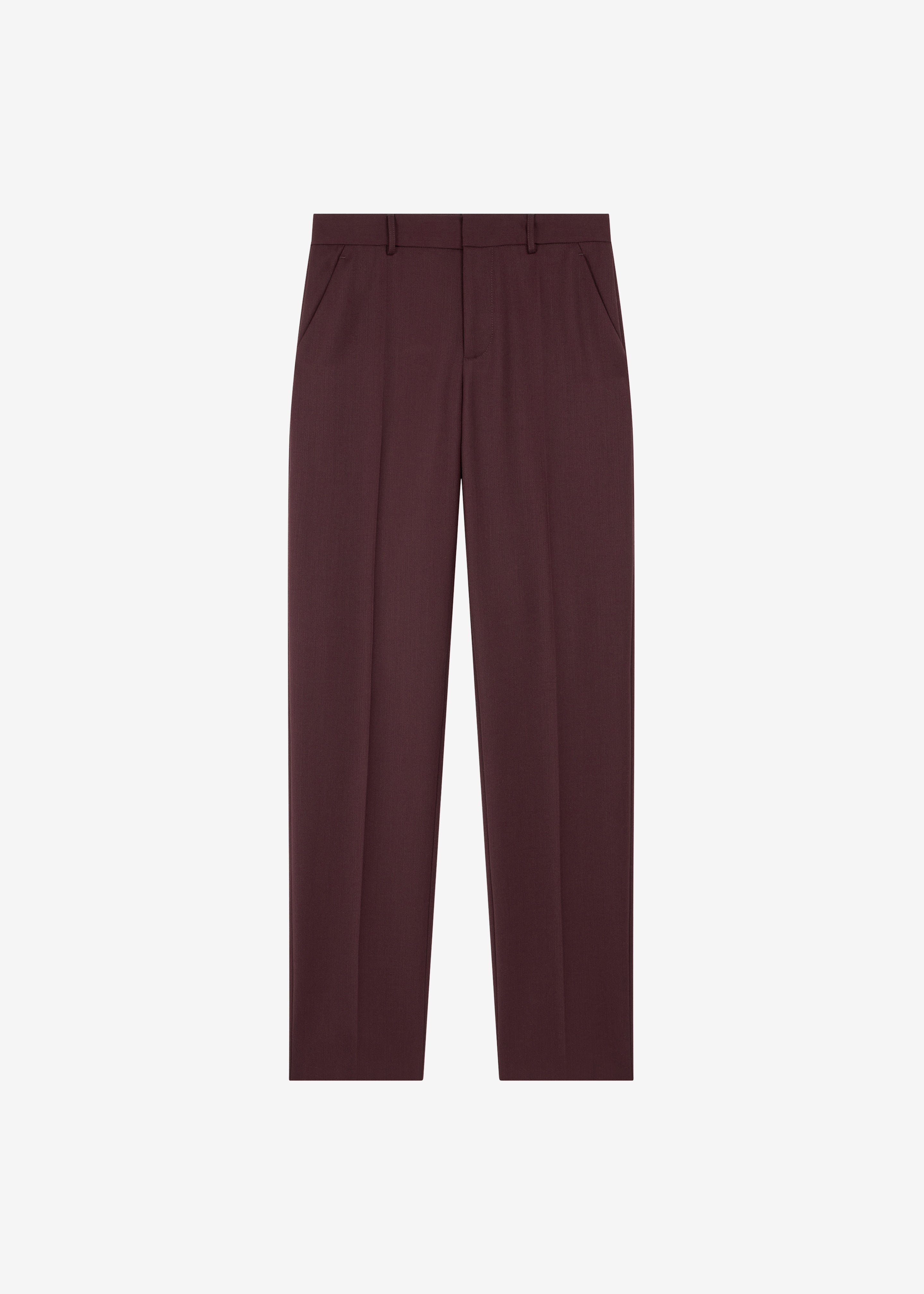 Lenora Wool Straight Trousers - Burgundy