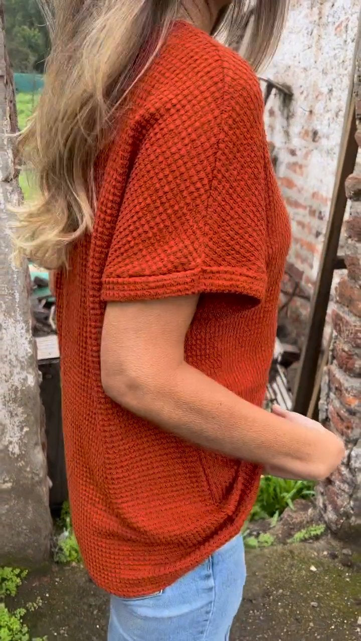 Women Summer Casual Knitted Cotton and Linen V-neck Top