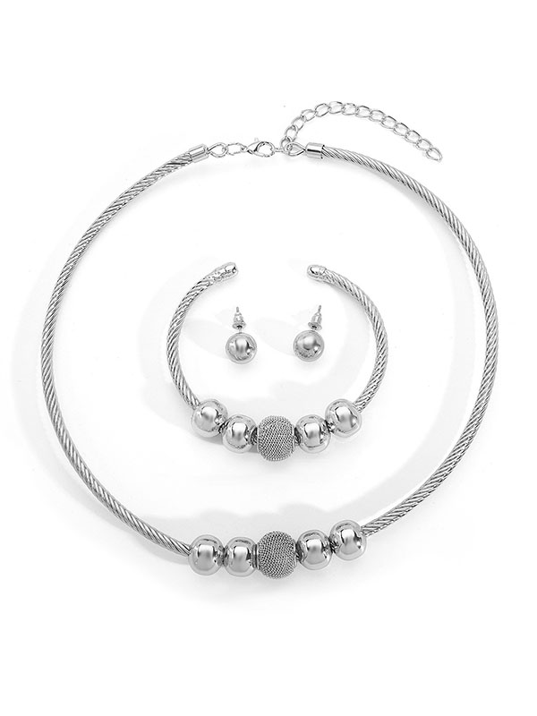 Ringent Bracelet + Geometric Necklaces + Earrings Accessories Three Pieces Set