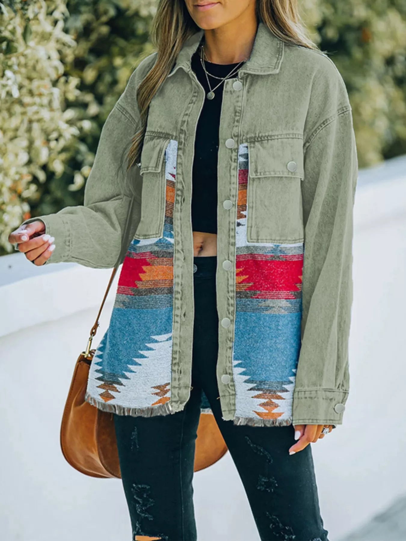 Print Button Up Jacket