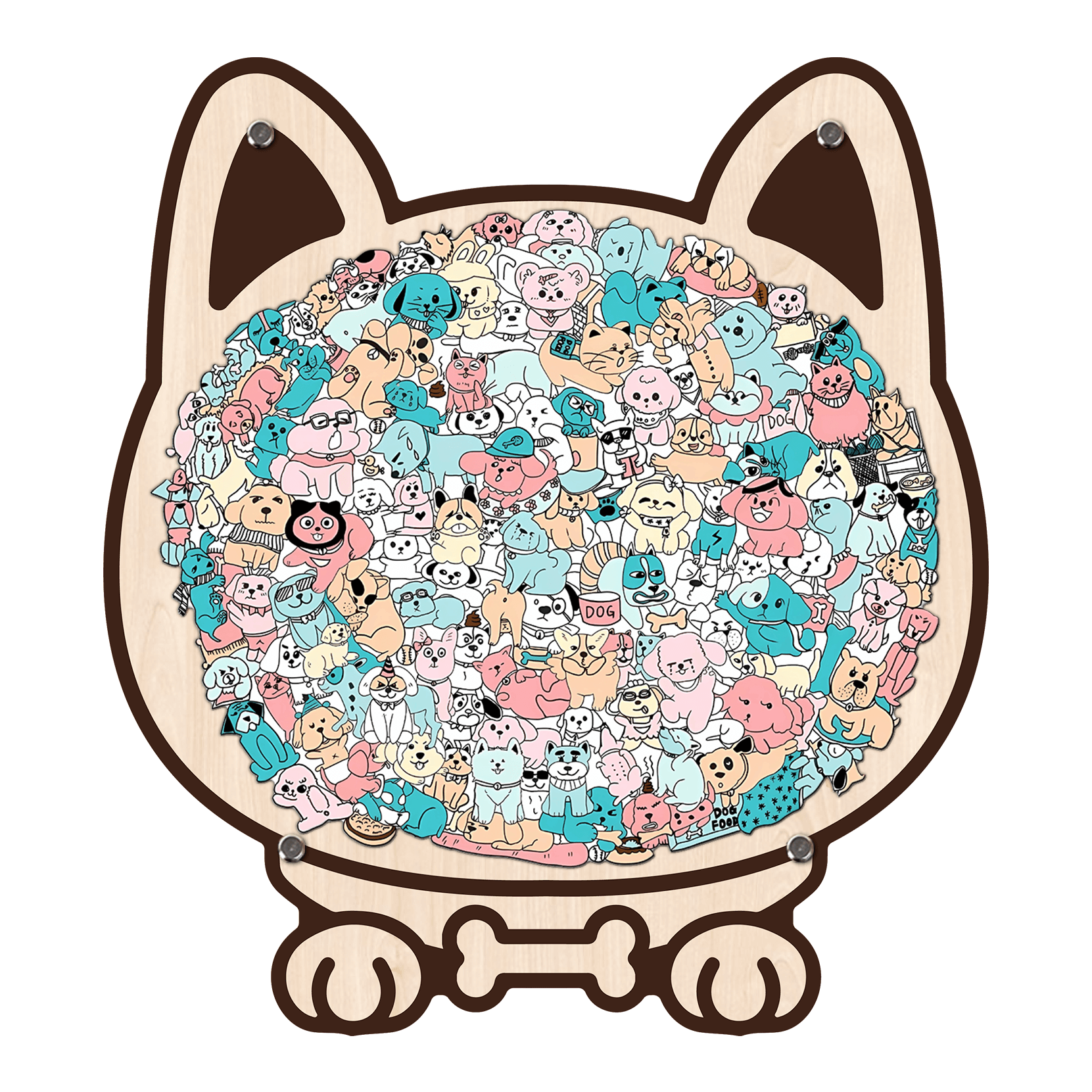 Morandi-Colored Cat/Dog Shaped Wooden Jigsaw Puzzle