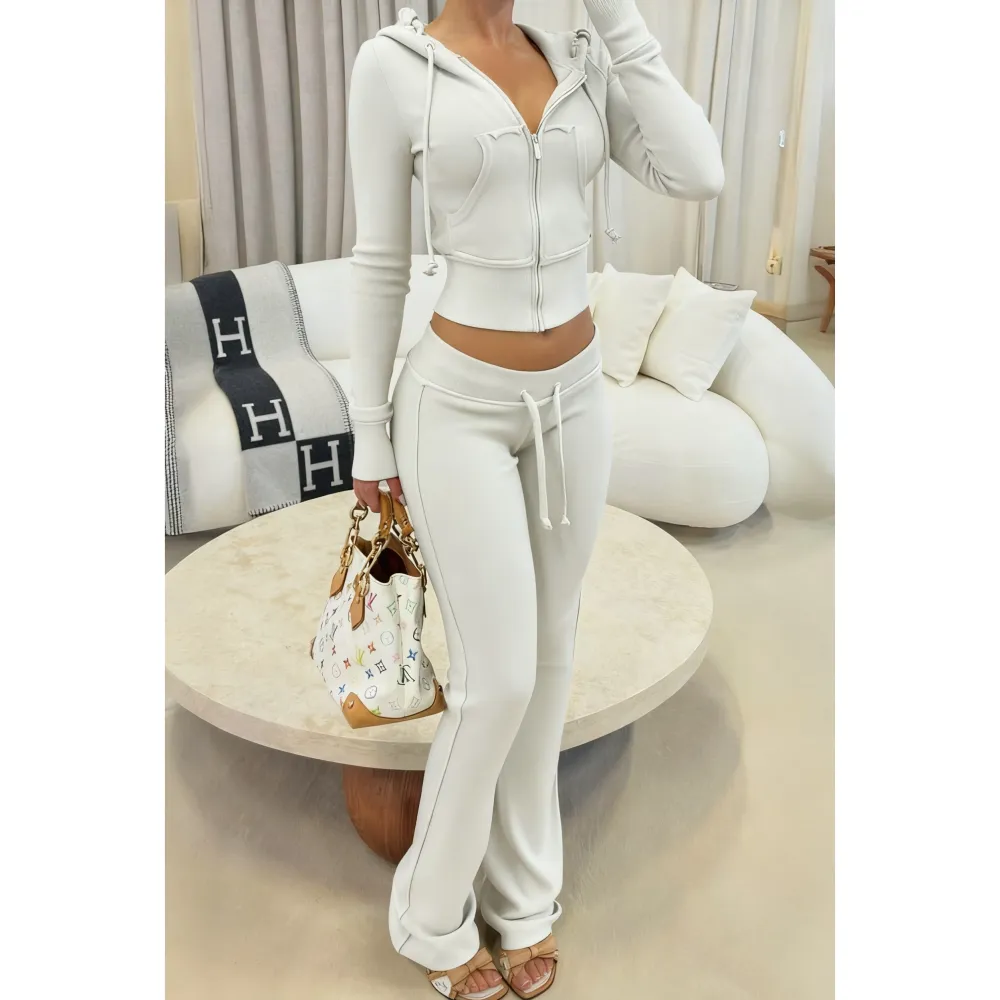 Women's Cropped Zip-Up Two-Piece Set