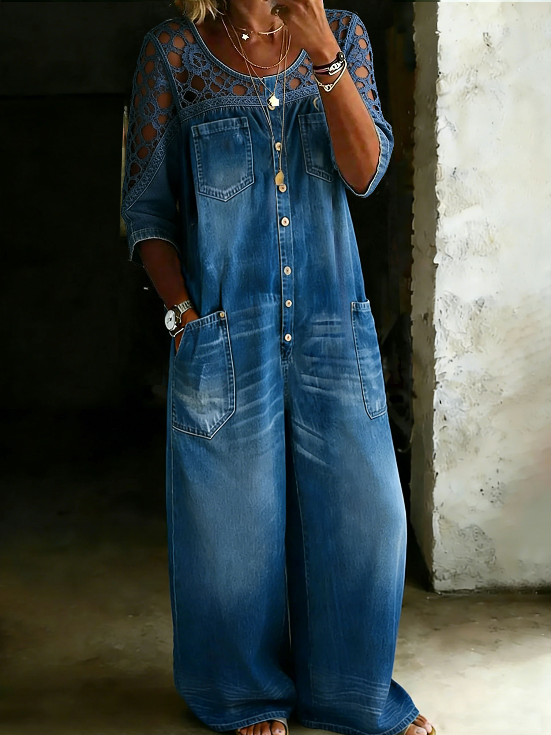 Women’s Cotton One Piece Denim Jumpsuit