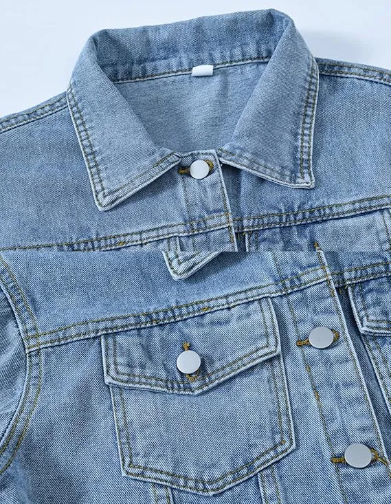 Women's Solid Color Button Denim Jacket