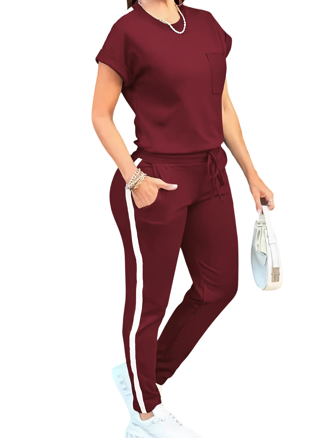 Fashionable Commuting Short-Sleeve And Long-Pants Casual Outfit