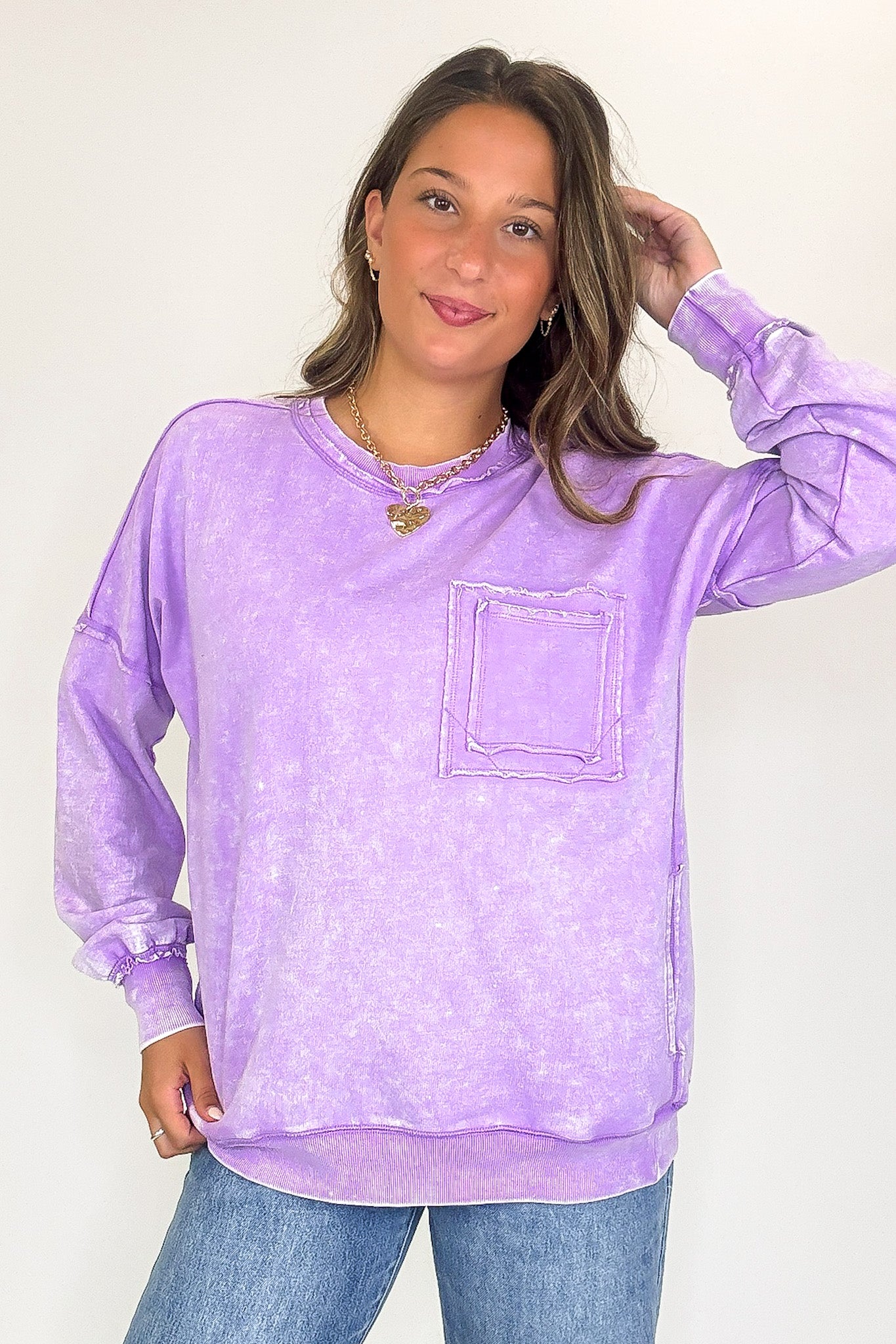 Vintage Acid Wash Raw Edge Pullover