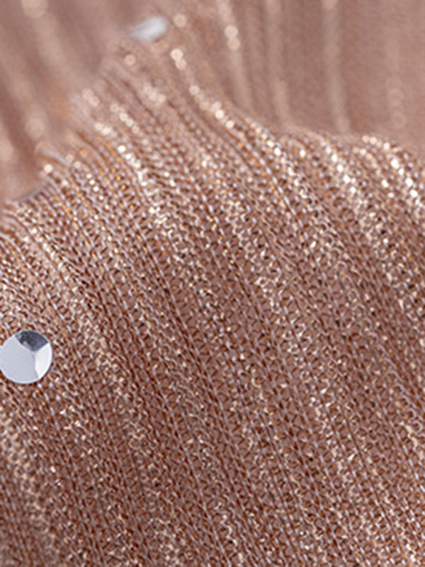 Shiny Split-Joint Bodycon Long Sleeves One-Shoulder Mini Dresses