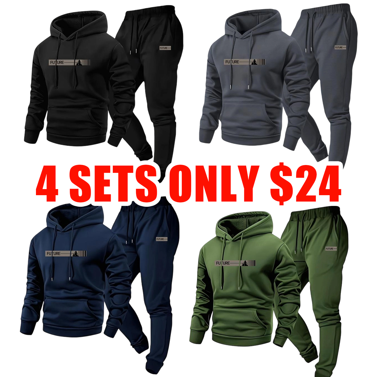 Men’s Autumn/Winter Hooded Sweatshirt and Jogger Pants Set
